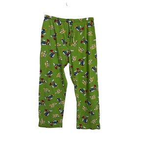 Woody Woodpecker Mens Pajama Pants 32-34 Large Green Cartoon Print